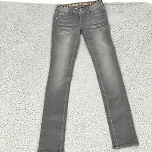 Rock Revival Betty Easy Skinny Jeans Womens 24 Gray Low Rise Slim Stretch Denim